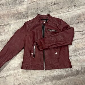 Women’s Burgundy Faux Leather Jacket